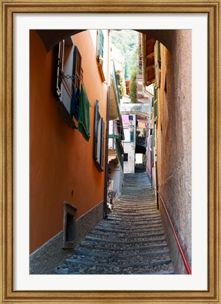 Framed Town steep street, Varenna, Como, Lombardy, Italy Print