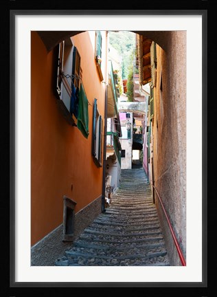 Framed Town steep street, Varenna, Como, Lombardy, Italy Print