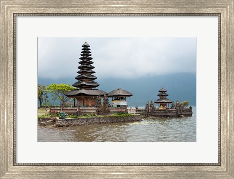 Framed Pura Ulun Danu Bratan temple on the edge of Lake Bratan, Baturiti, Bali, Indonesia Print