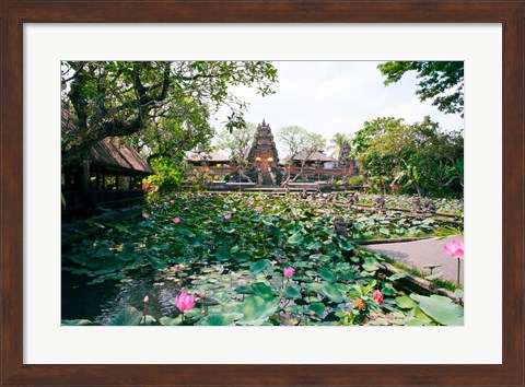 Framed Water lilies in a pond at the Pura Taman Saraswati Temple, Ubud, Bali, Indonesia Print