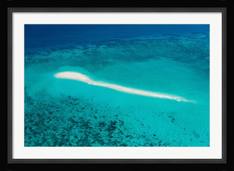 Framed Aerial view of Coral Reef, Great Barrier Reef, Queensland, Australia Print