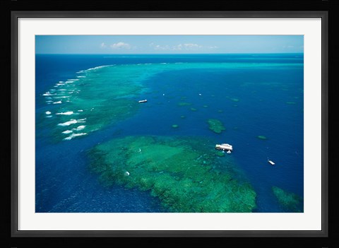 Framed Aerial View of Great Barrier Reef, Queensland, Australia Print