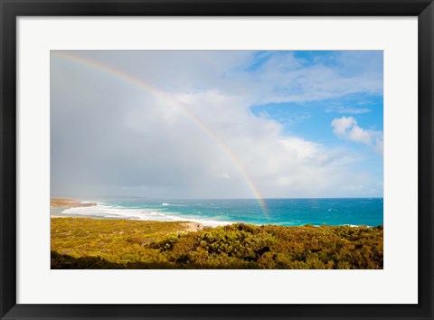 Framed Rainbow over the Pacific ocean, South Ocean Resort, Kangaroo Island, South Australia, Australia Print