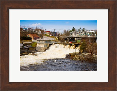 Framed Spring flood at Hydro Falls on Muskoka River, Bracebridge, Ontario, Canada Print
