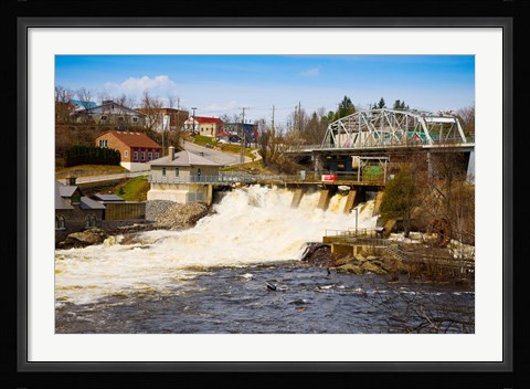 Framed Spring flood at Hydro Falls on Muskoka River, Bracebridge, Ontario, Canada Print