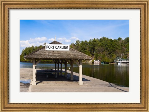 Framed Town dock and cottages at Port Carling, Ontario, Canada Print