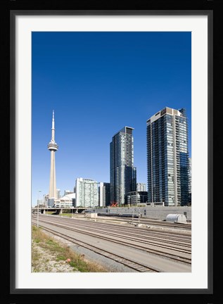 Framed Skyscrapers and Railway yard with CN Tower in the background, Toronto, Ontario, Canada 2013 Print