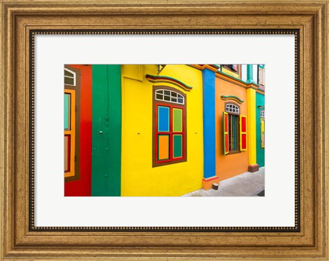 Framed Restored building in Little India, Singapore Print