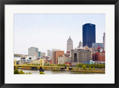 Framed Skyscrapers in a city, Tenth Street Bridge Pittsburgh, Pennsylvania, USA Print