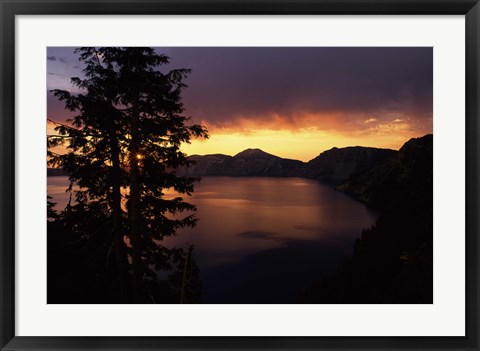 Framed Sunrise view from Discovery Point over Crater Lake, Crater Lake National Park, Oregon, USA Print