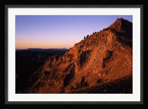 Framed Watchman at sunrise, Crater Lake National Park, Oregon, USA Print