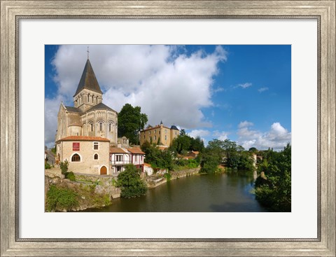 Framed Church on a hill, Saint Sauveur Church, Mareuil-Sur-Lay-Dissais, Pays De La Loire, Vendee, France Print