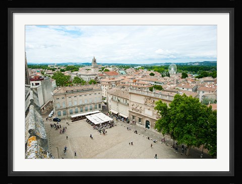 Framed Aerial view of square named for John XXIII, Avignon, Vaucluse, Provence-Alpes-Cote d'Azur, France Print