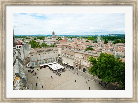 Framed Aerial view of square named for John XXIII, Avignon, Vaucluse, Provence-Alpes-Cote d&#39;Azur, France Print