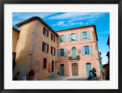 Framed Facade of a building, Hotel de Ville, Roussillon, Vaucluse, Provence-Alpes-Cote d&#39;Azur, France Print