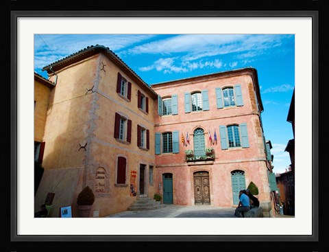 Framed Facade of a building, Hotel de Ville, Roussillon, Vaucluse, Provence-Alpes-Cote d'Azur, France Print