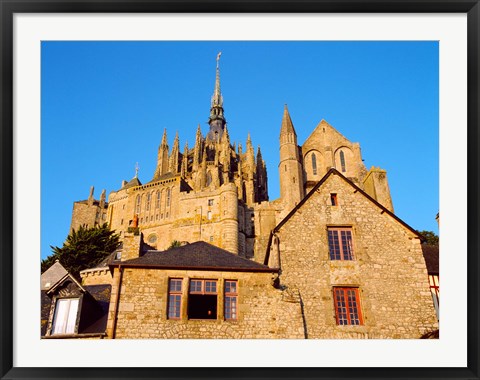 Framed Low angle view of buildings at Mont Saint-Michel, Manche, Basse-Normandy, France Print