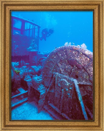 Framed Doc Polson Wreck in the sea, Grand Cayman, Cayman Islands Print
