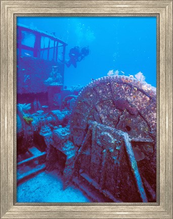 Framed Doc Polson Wreck in the sea, Grand Cayman, Cayman Islands Print
