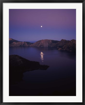Framed Moon reflection in the Crater Lake, Crater Lake National Park, Oregon, USA Print