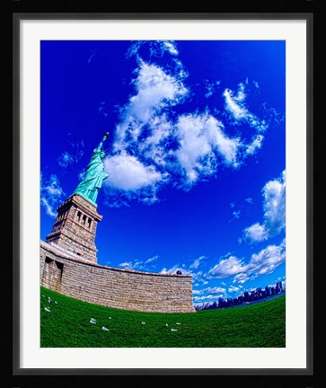 Framed Low angle view of a statue, Statue Of Liberty, Manhattan, Liberty Island, New York City, New York State, USA Print