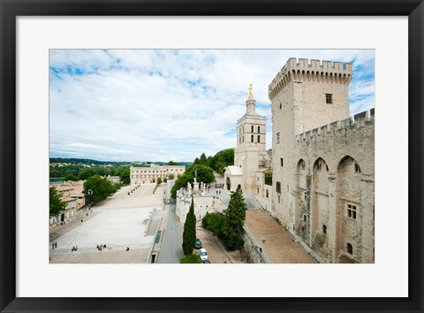 Framed Palace in a city, Notre-Dame Des Domes, Le Palais des Papes, Palais Des Papes,  Provence-Alpes-Cote d&#39;Azur, France Print