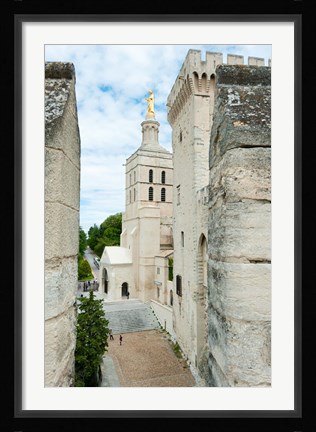 Framed Church in a city, Cathedrale Notre-Dame des Doms d'Avignon, Palais des Papes, Provence-Alpes-Cote d'Azur, France Print
