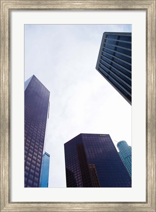 Framed Low angle view of skyscrapers, Wells Fargo Center, California Plaza, US Bank Building, Los Angeles, California, USA Print