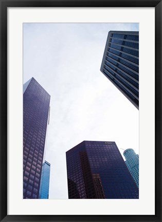 Framed Low angle view of skyscrapers, Wells Fargo Center, California Plaza, US Bank Building, Los Angeles, California, USA Print