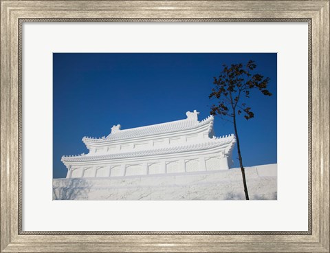 Framed Replica of the Forbidden City Made of Snow, Harbin International Sun Island Snow Sculpture Art Fair, Harbin, China Print