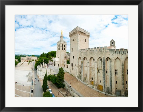Framed Buildings in a city, Cathedrale Notre-Dame des Doms d&#39;Avignon, Palais des Papes, Provence-Alpes-Cote d&#39;Azur, France Print