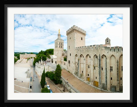 Framed Buildings in a city, Cathedrale Notre-Dame des Doms d'Avignon, Palais des Papes, Provence-Alpes-Cote d'Azur, France Print