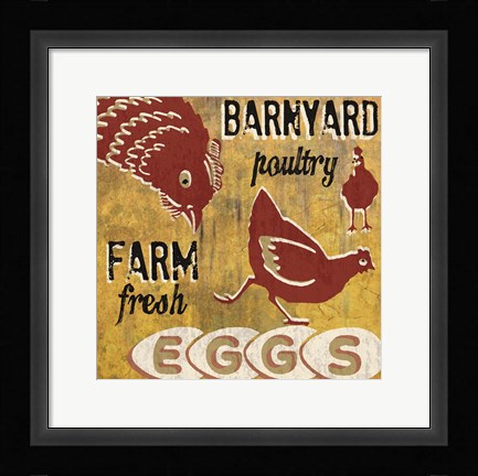 Framed Barnyard Poultry Print