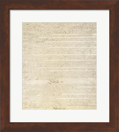 Framed Constitution of the United States I III Print
