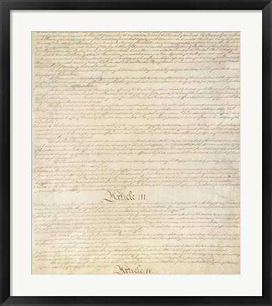 Framed Constitution of the United States I III Print