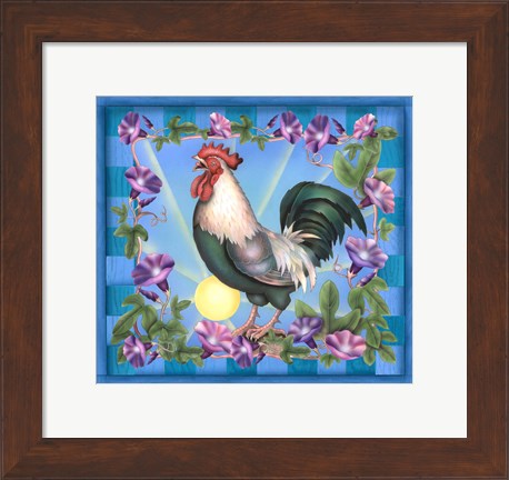 Framed Morning Glory Rooster I Print