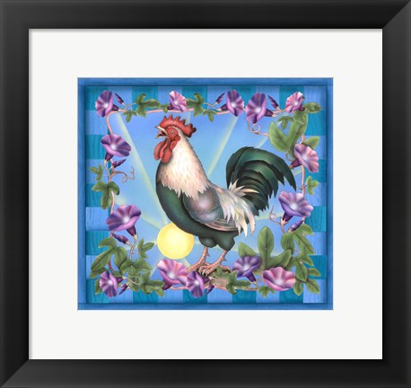 Framed Morning Glory Rooster I Print