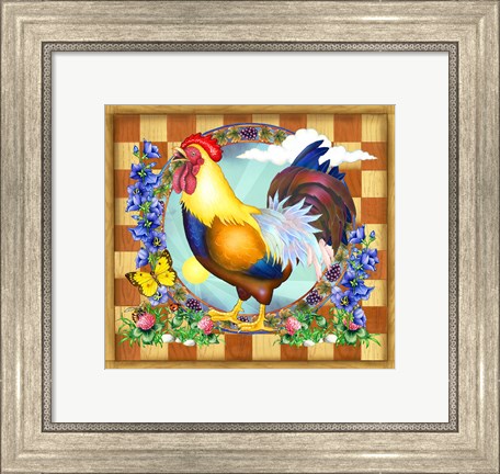 Framed Morning Glory Rooster III Print