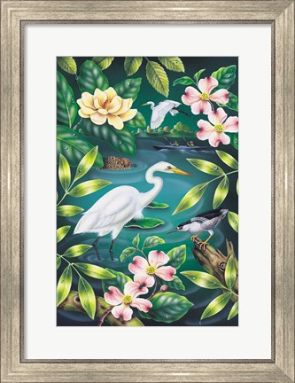 Framed River Egret Print