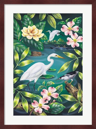 Framed River Egret Print