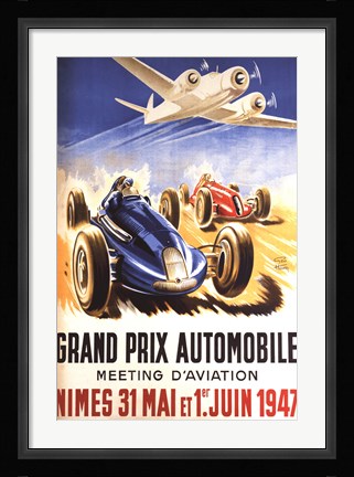 Framed Grand Prix Automobile Nimes Print