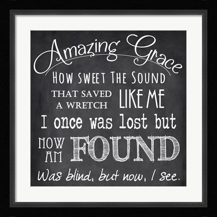 Framed Amazing Grace Chalkboard Print