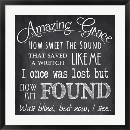 Framed Amazing Grace Chalkboard Print