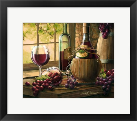 Framed Wine By The Window I Print