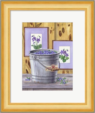 Framed Blueberries And Violets Print