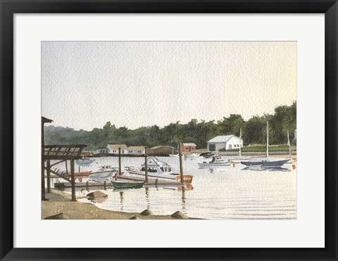 Framed Boats At Low Tide Print