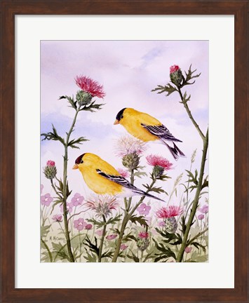 Framed Goldfinch and Thistle Print