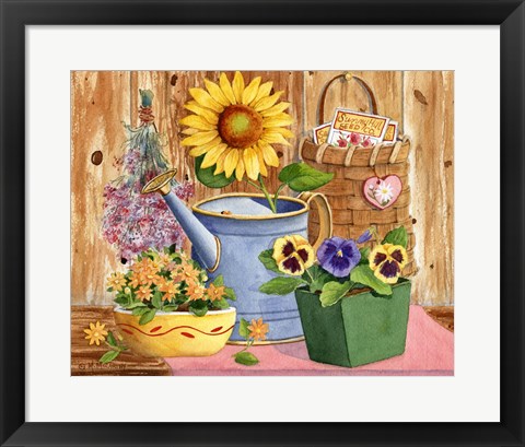 Framed Pansies &amp; Sunflowers Print