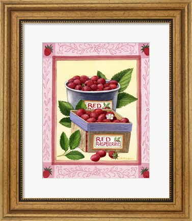 Framed Red Raspberries Print