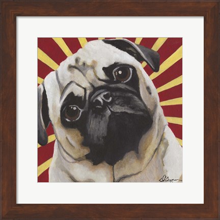 Framed Dlynn&#39;s Dogs - Puggins Print